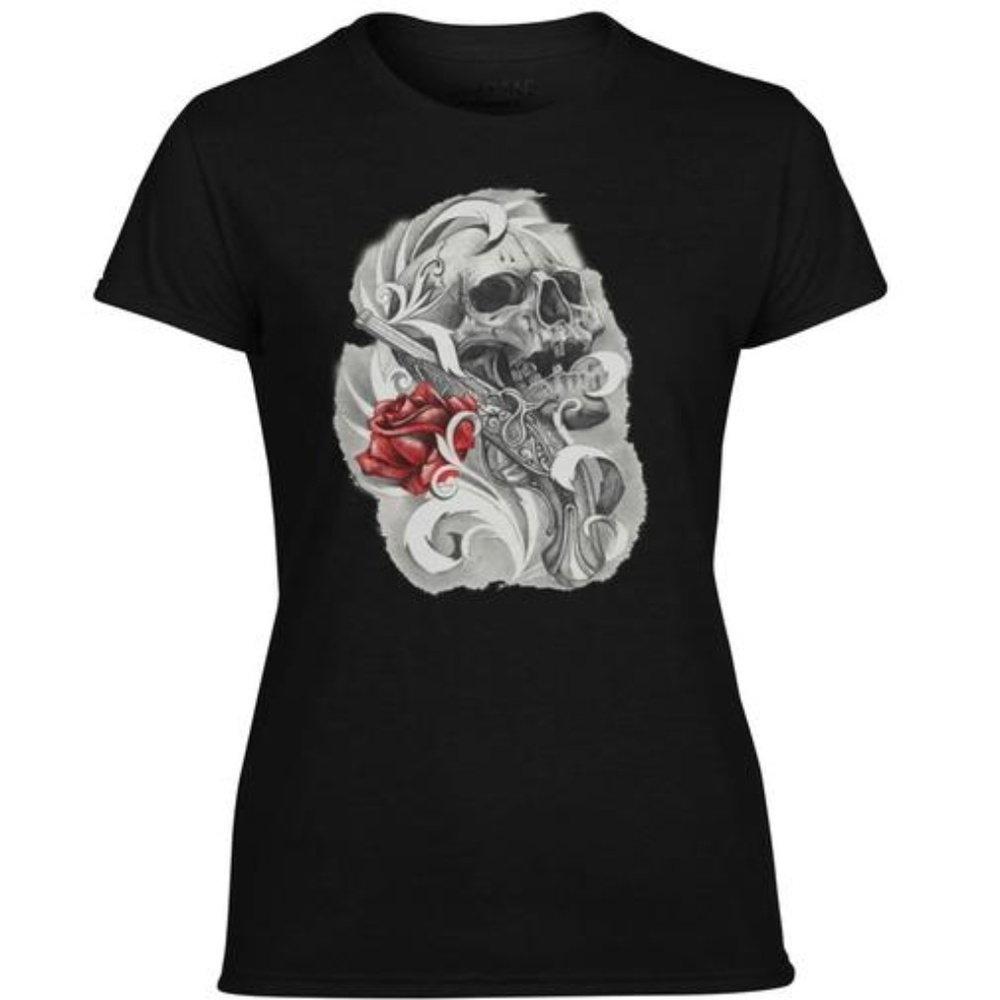NEW SKULL ROSE WOMAN'S PERFORMANCE T-SHIRT #25100
